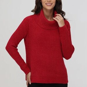 🟠NWT 89TH & MADISON Chenille Turtleneck Sweater in Vixen Red